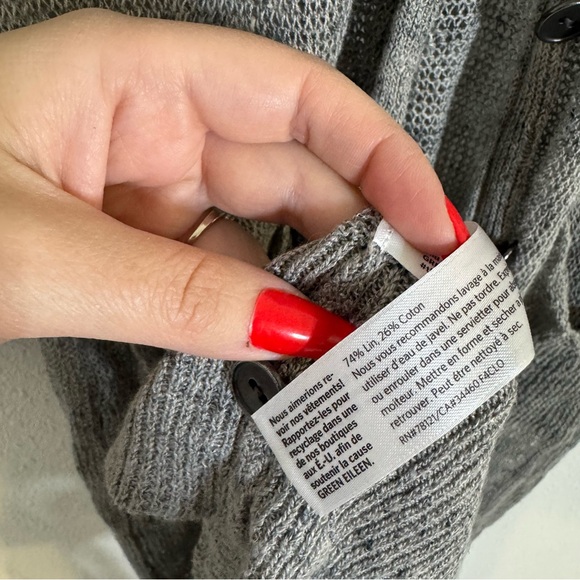 Eileen fisher the fisher project longline knit grey linen blend cardigan - Picture 4 of 5